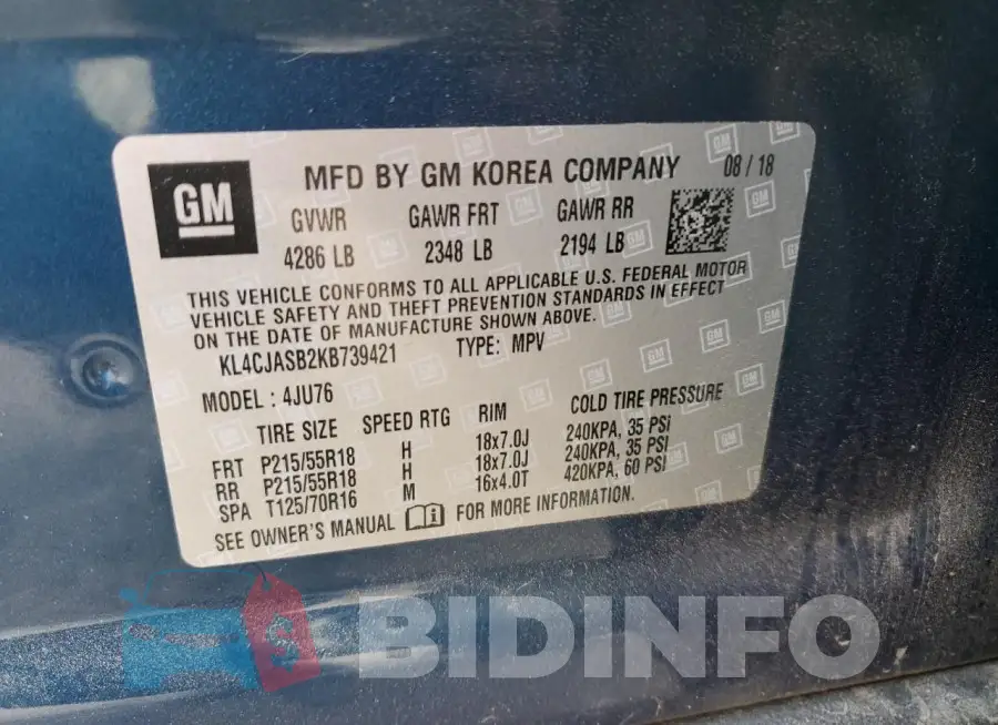 KL4CJASB2KB739421 Photo# 13