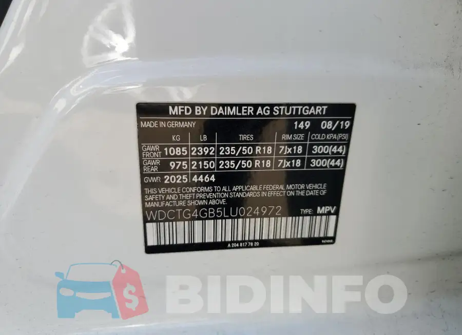 WDCTG4GB5LU024972 Photo# 14