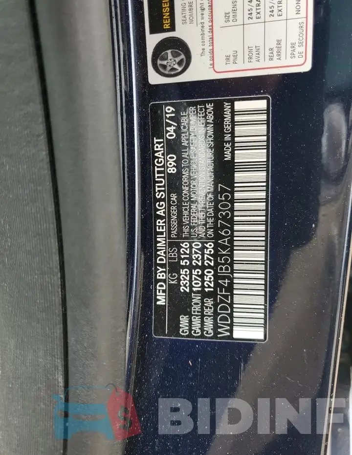 WDDZF4JB5KA673057 Photo# 12
