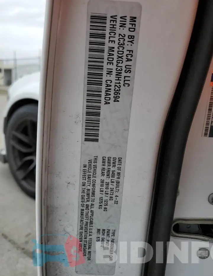 2C3CDXGJ3NH123694 Photo# 12