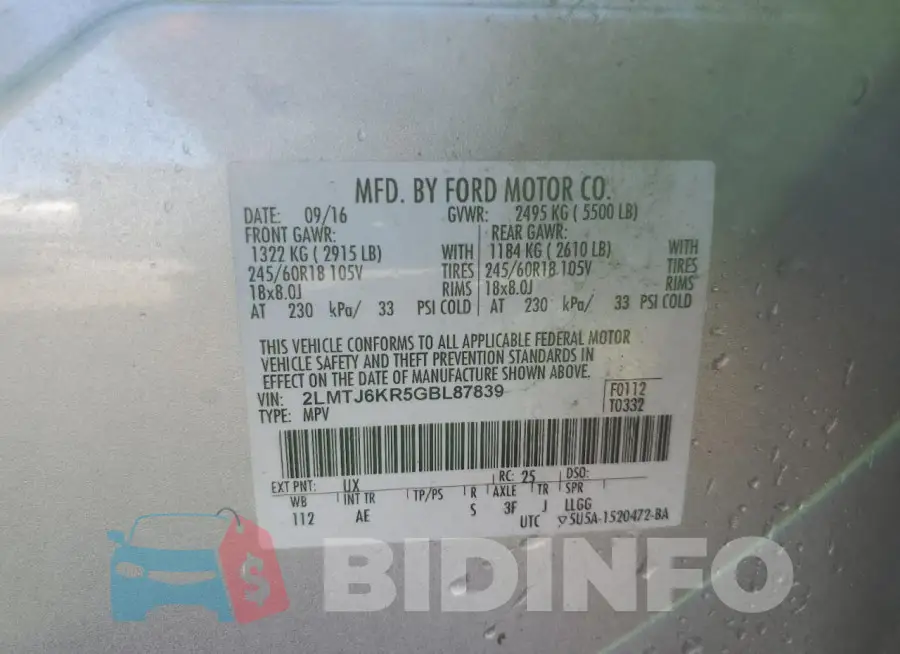 2LMTJ6KR5GBL87839 Photo# 14