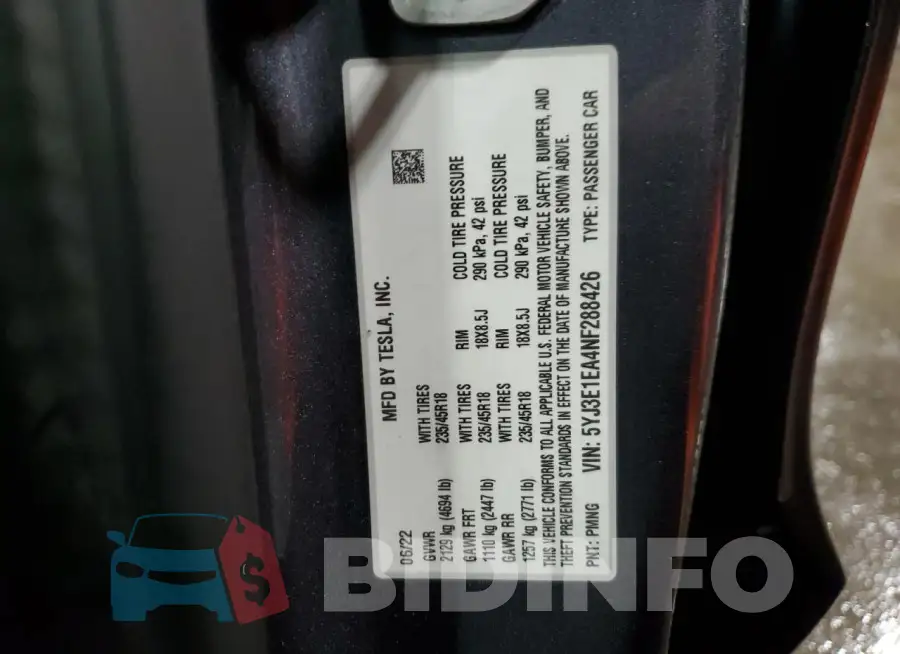 5YJ3E1EA4NF288426 Photo# 12