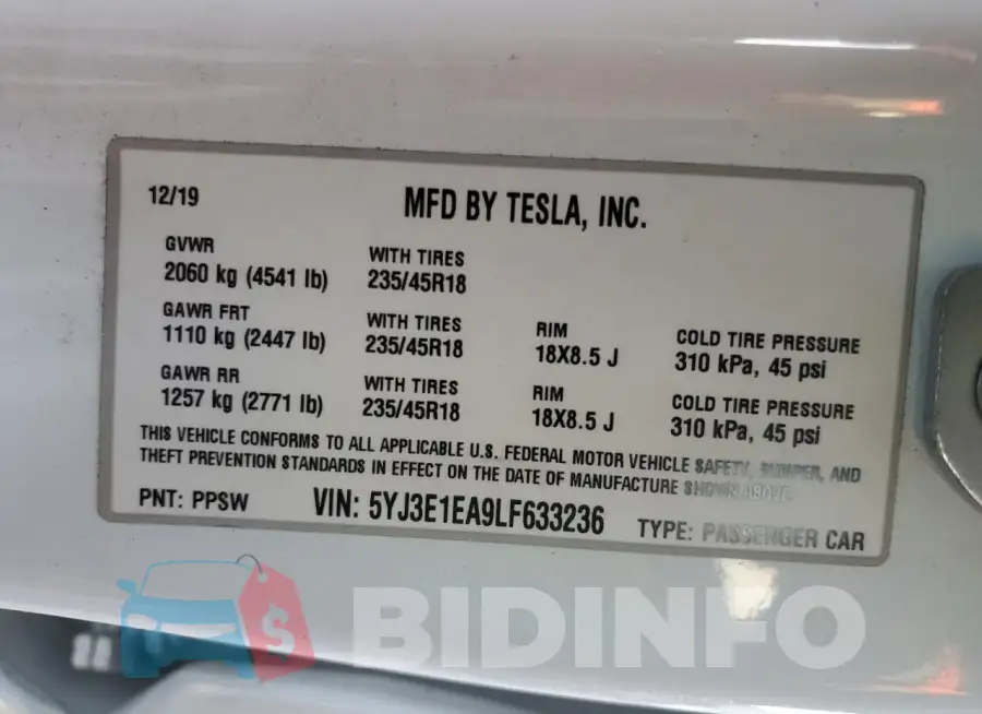 5YJ3E1EA9LF633236 Photo# 12