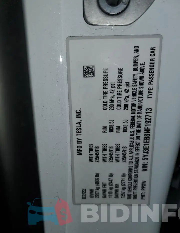 5YJ3E1EB8NF192713 Photo# 12