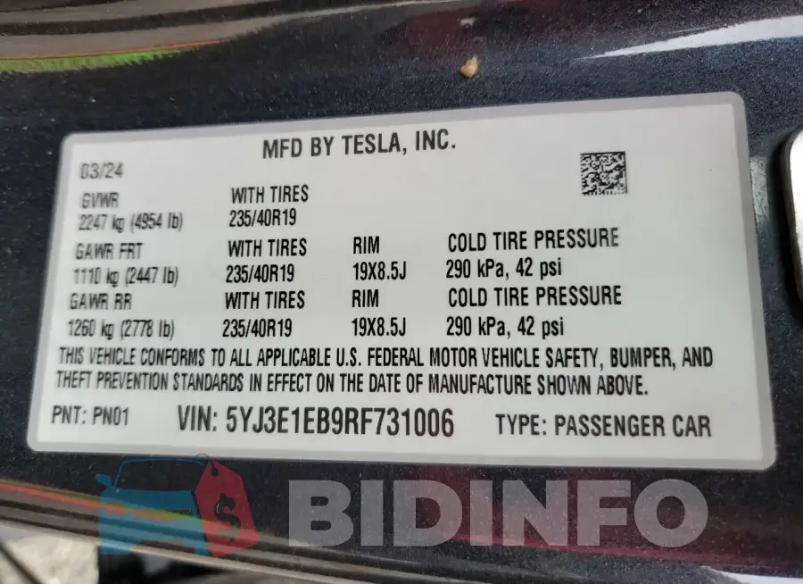 5YJ3E1EB9RF731006 Photo# 13