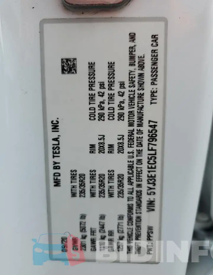 5YJ3E1EC5LF796547 Photo# 13