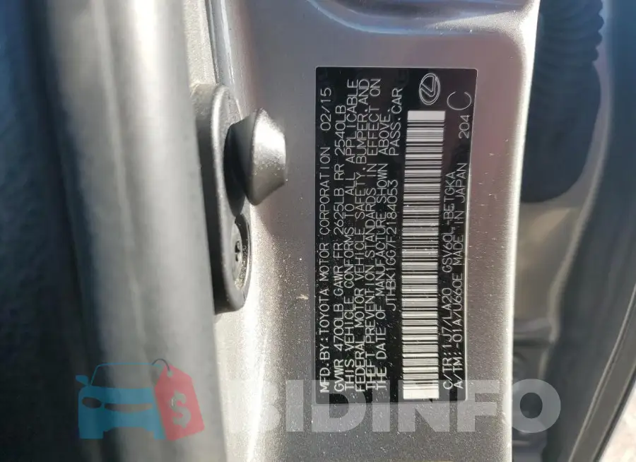 JTHBK1GG7F2184053 Photo# 13