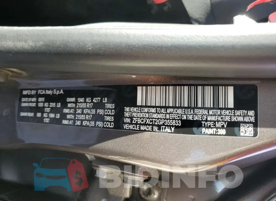ZFBCFXCT2GP355833 Photo# 12