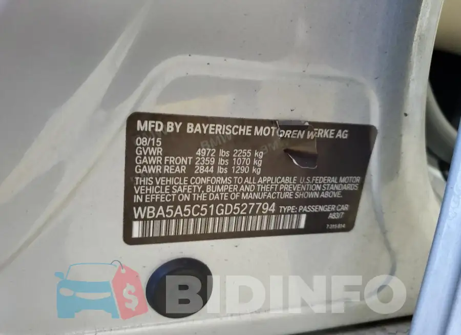 WBA5A5C51GD527794 Photo# 12