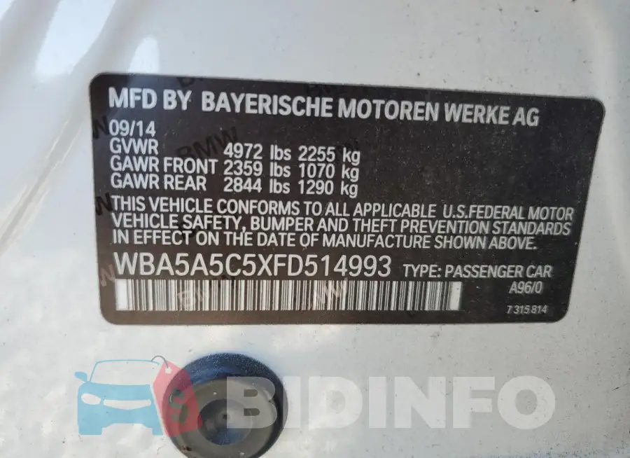 WBA5A5C5XFD514993 Photo# 13