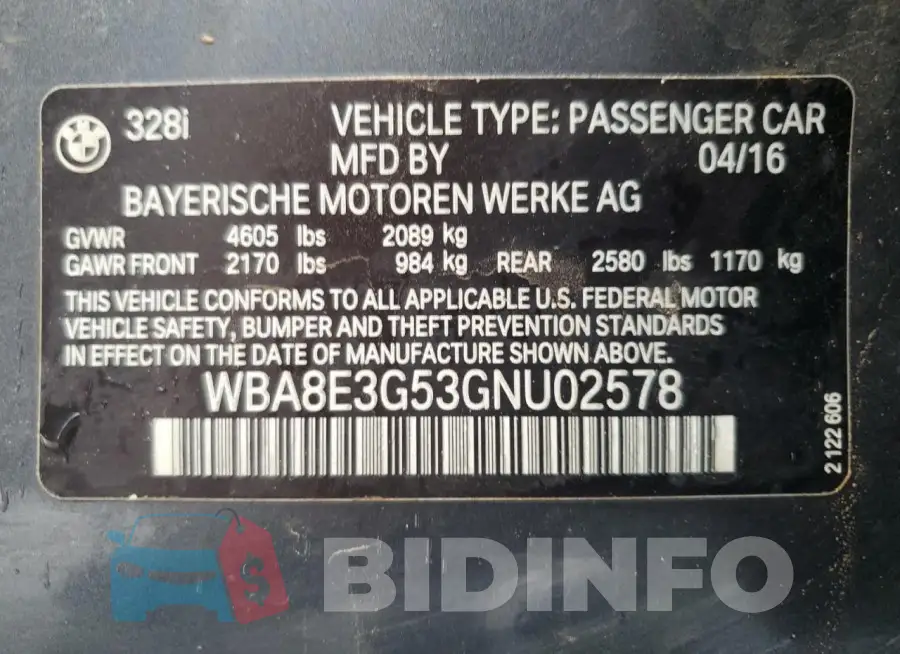 WBA8E3G53GNU02578 Photo# 13