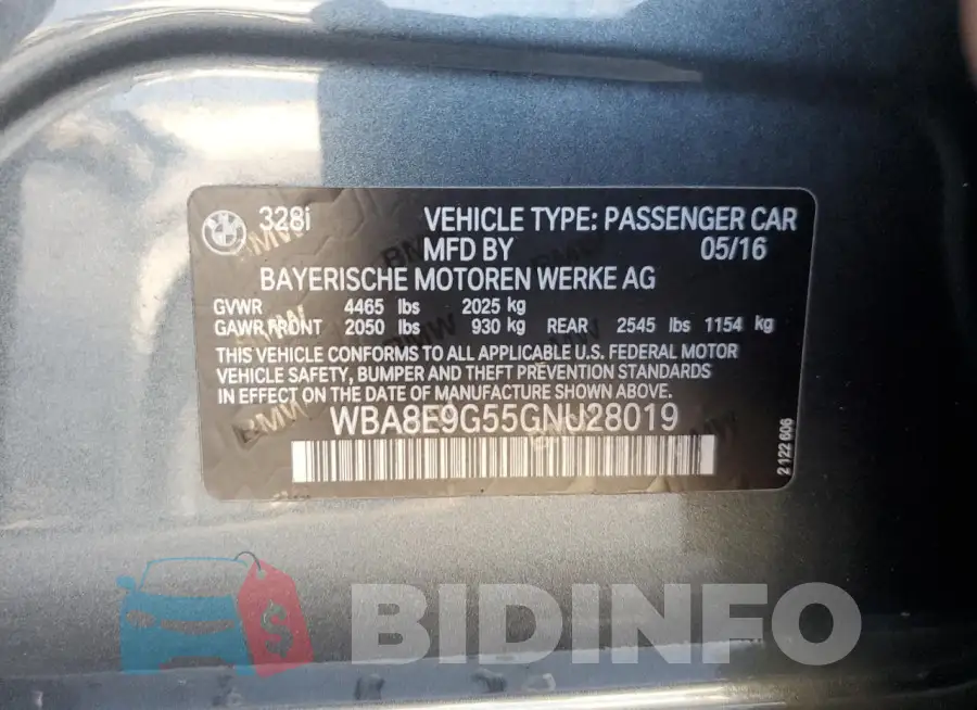 WBA8E9G55GNU28019 Photo# 12