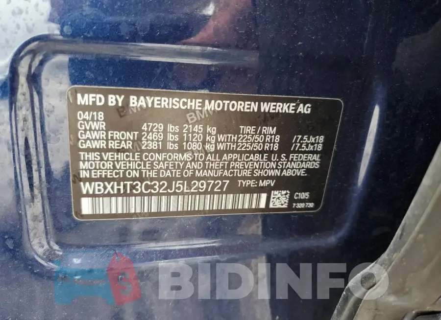WBXHT3C32J5L29727 Photo# 13