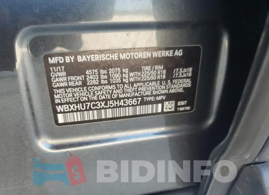 WBXHU7C3XJ5H43667 Photo# 13