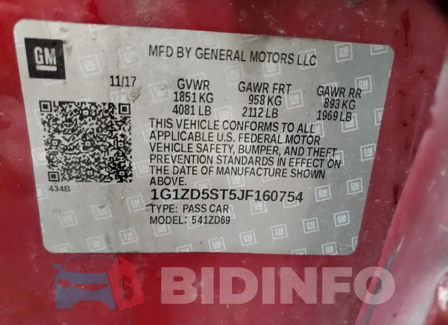 1G1ZD5ST5JF160754 Photo# 13