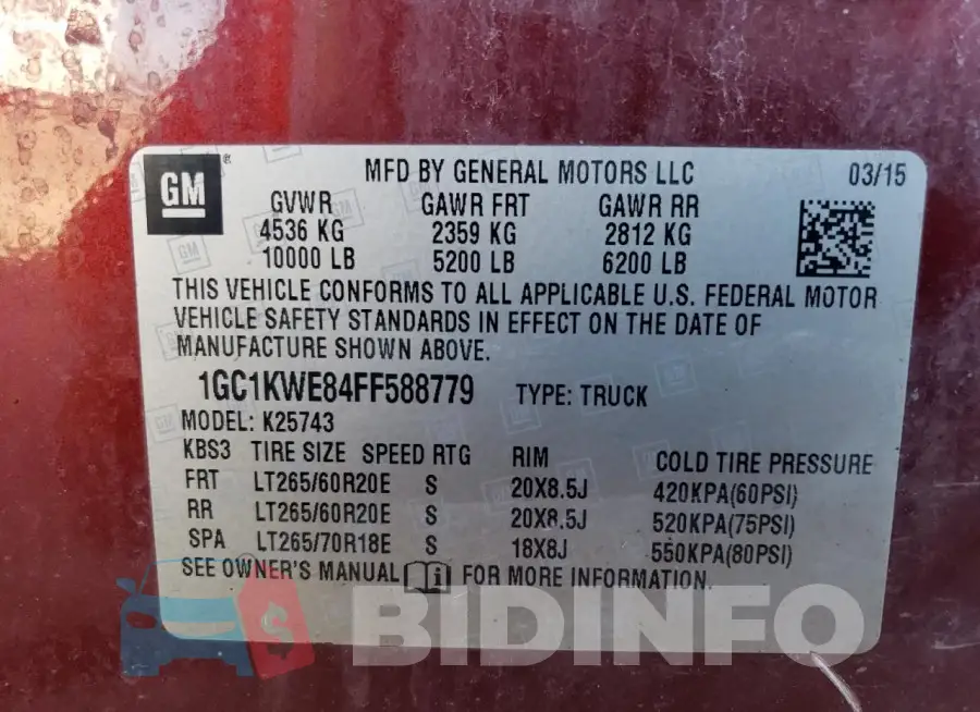 1GC1KWE84FF588779 Photo# 12