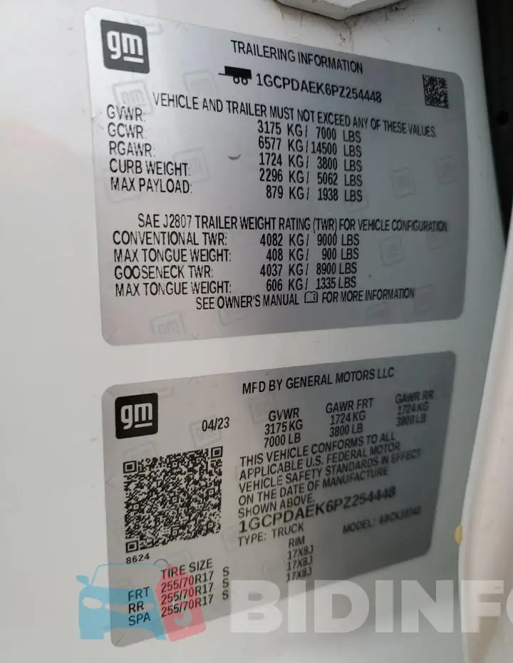 1GCPDAEK6PZ254448 Photo# 12