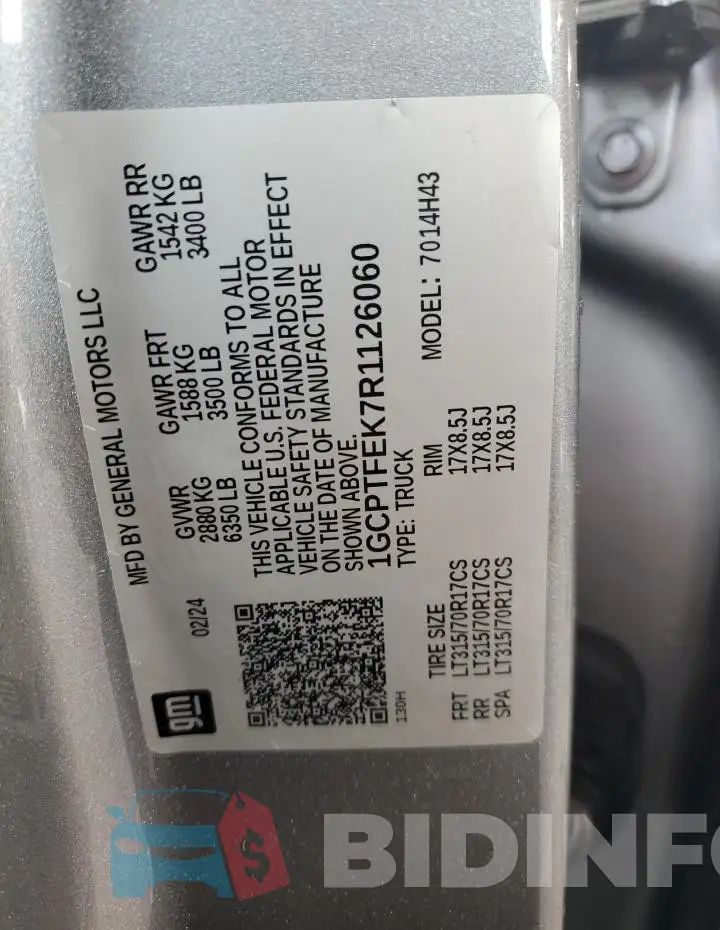 1GCPTFEK7R1126060 Photo# 12