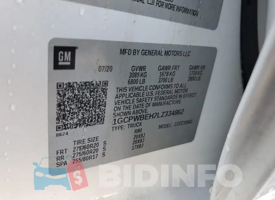 1GCPWBEH2LZ334862 Photo# 12