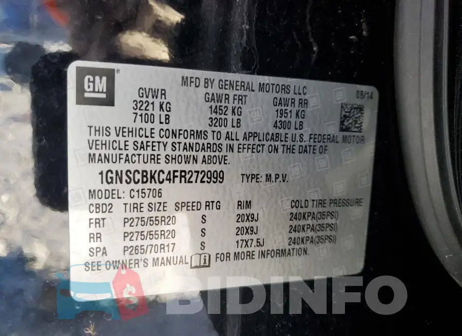 1GNSCBKC4FR272999 Photo# 13