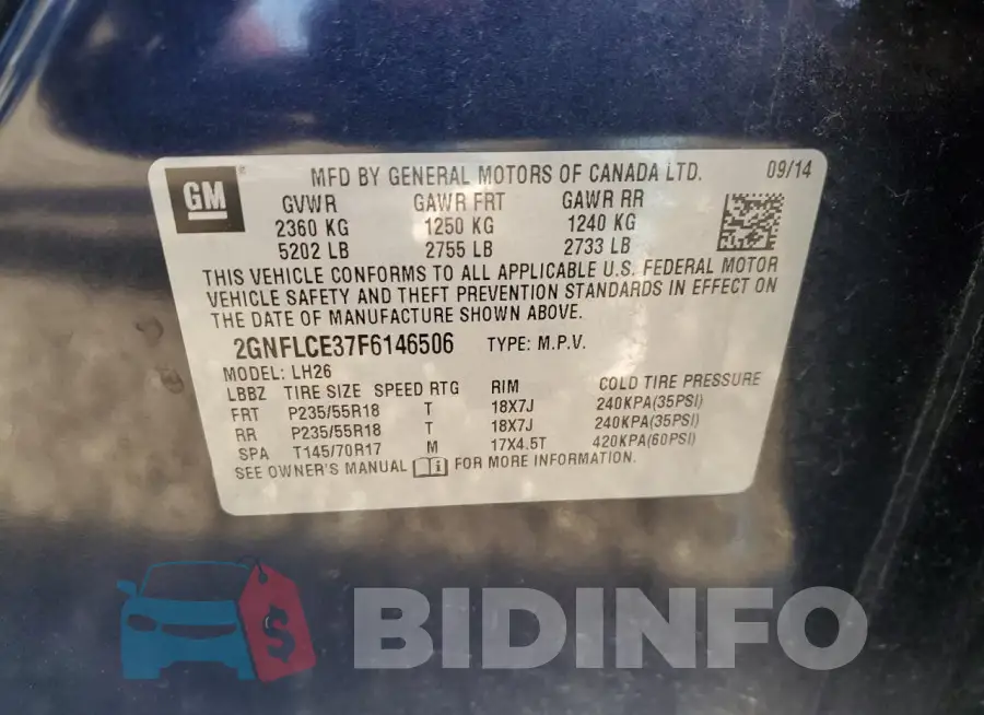 2GNFLCE37F6146506 Photo# 13