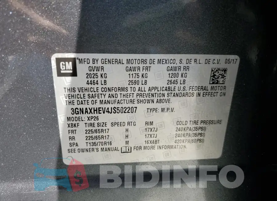 3GNAXHEV4JS502207 Photo# 14
