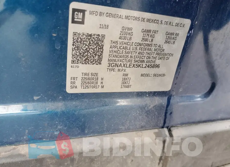 3GNAXLEX5KL245896 Photo# 13
