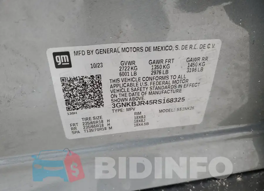 3GNKBJR45RS168325 Photo# 13