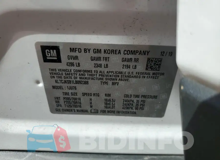 KL7CJKSB1LB092388 Photo# 12