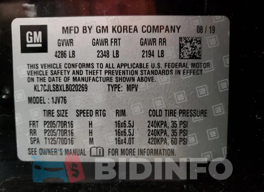 KL7CJLSBXLB020269 Photo# 13