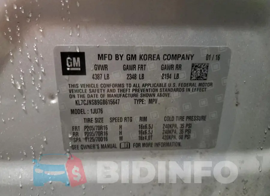 KL7CJNSB9GB615647 Photo# 13