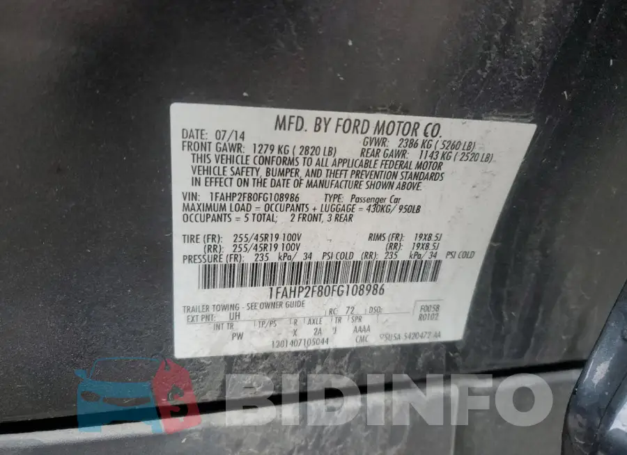 1FAHP2F80FG108986 Photo# 12