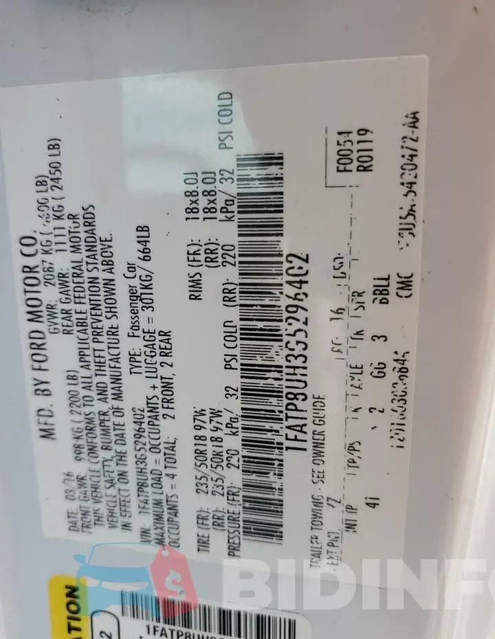 1FATP8UH3G5296402 Photo# 13