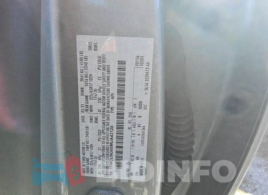 1FMCU9G60MUA43120 Photo# 13