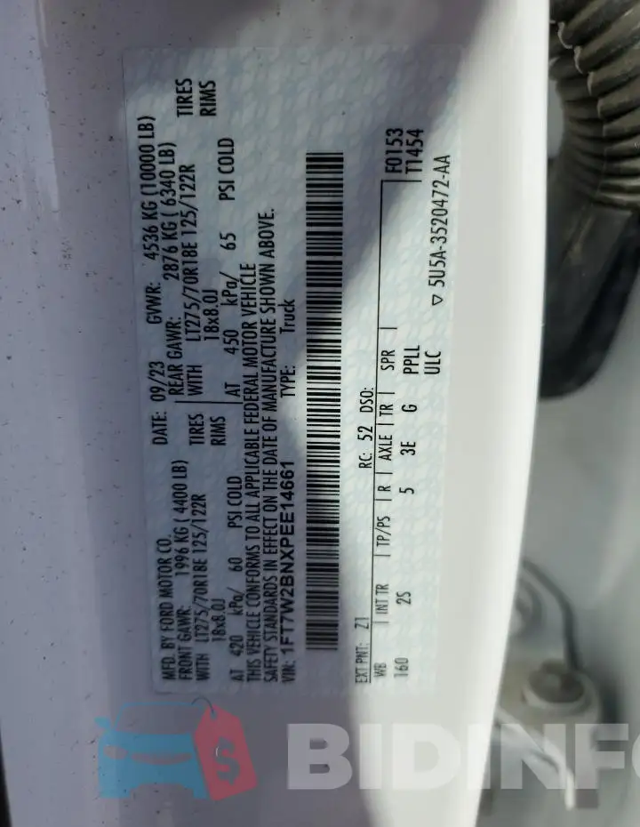 1FT7W2BNXPEE14661 Photo# 12