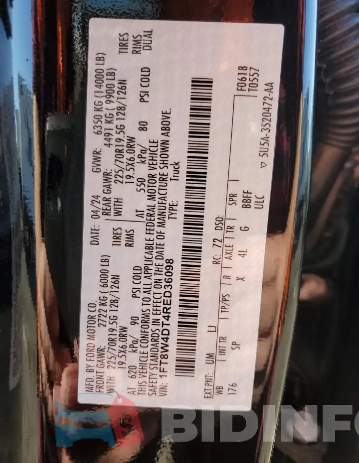 1FT8W4DT4RED36098 Photo# 13