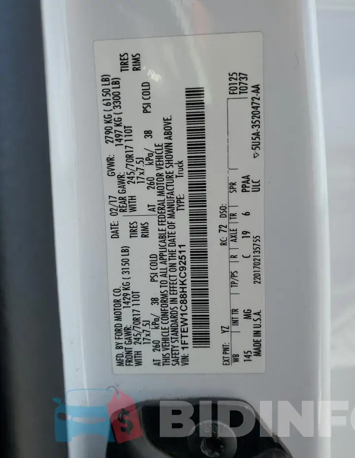 1FTEW1C88HKC92511 Photo# 12