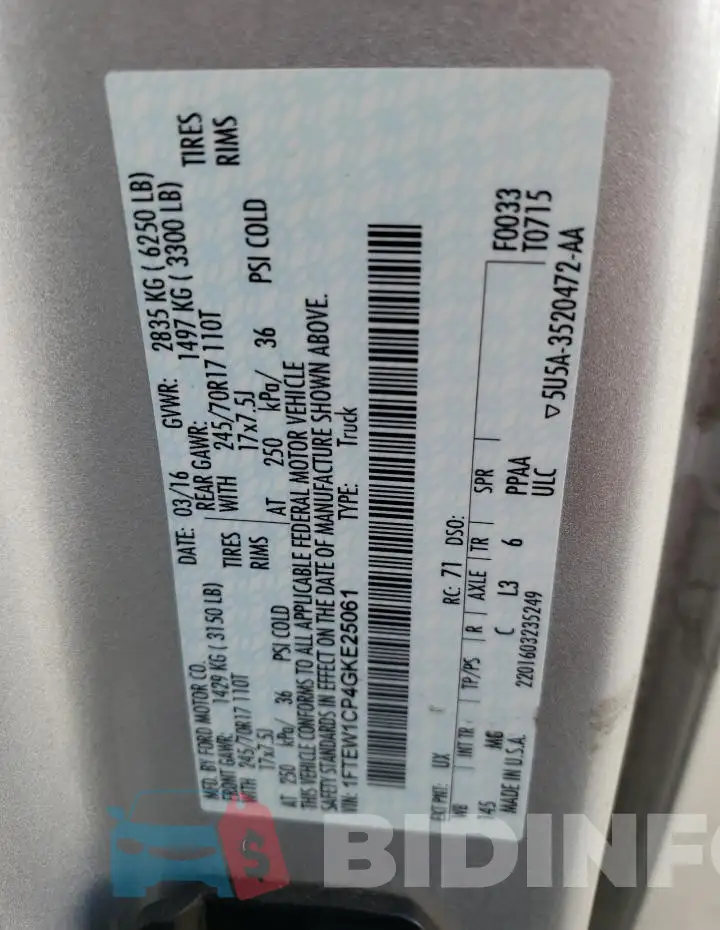 1FTEW1CP4GKE25061 Photo# 12