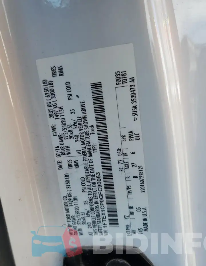 1FTEX1CP0GFC90053 Photo# 12
