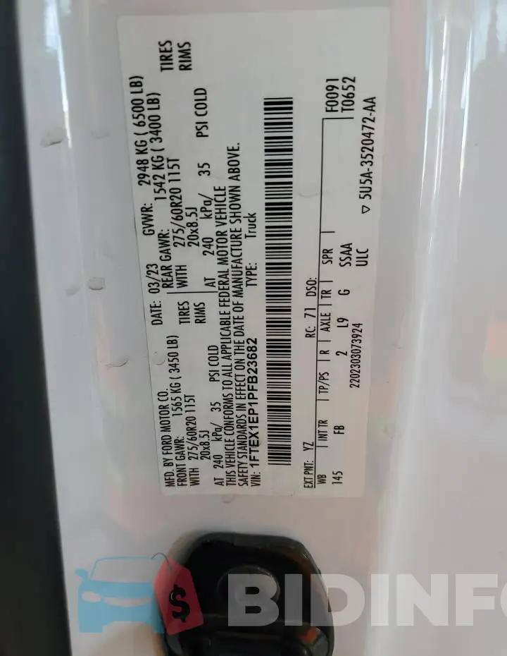 1FTEX1EP1PFB23682 Photo# 12
