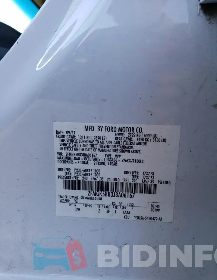2FMGK5B83JBA06167 Photo# 13