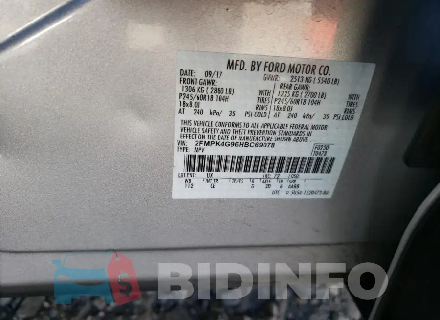2FMPK4G96HBC69078 Photo# 14
