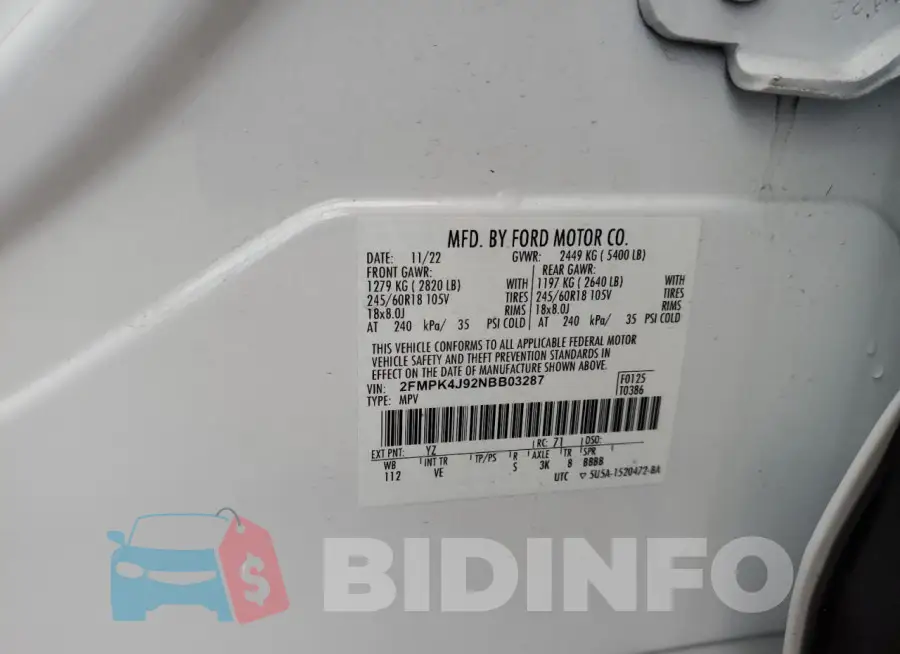 2FMPK4J92NBB03287 Photo# 13