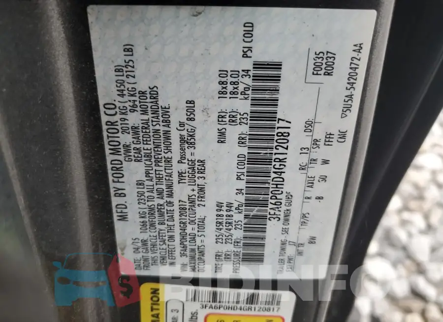 3FA6P0HD4GR120817 Photo# 12