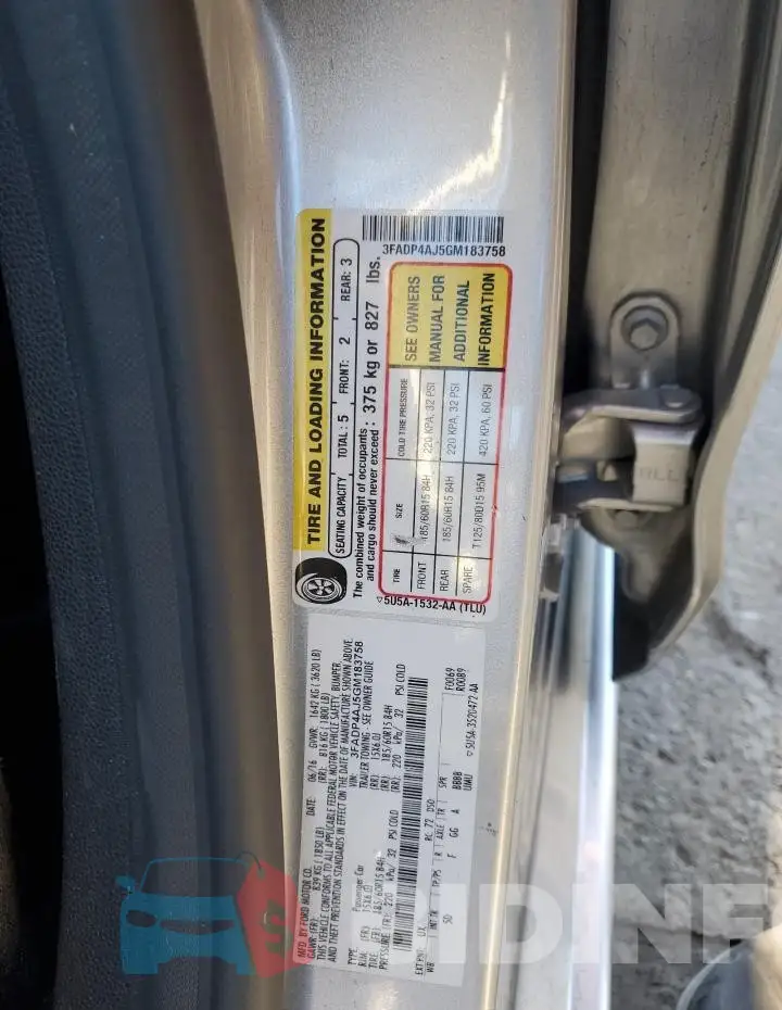 3FADP4AJ5GM183758 Photo# 13