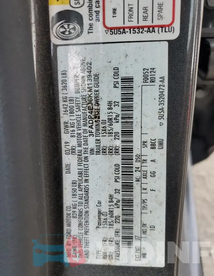 3FADP4EJ6KM139402 Photo# 12