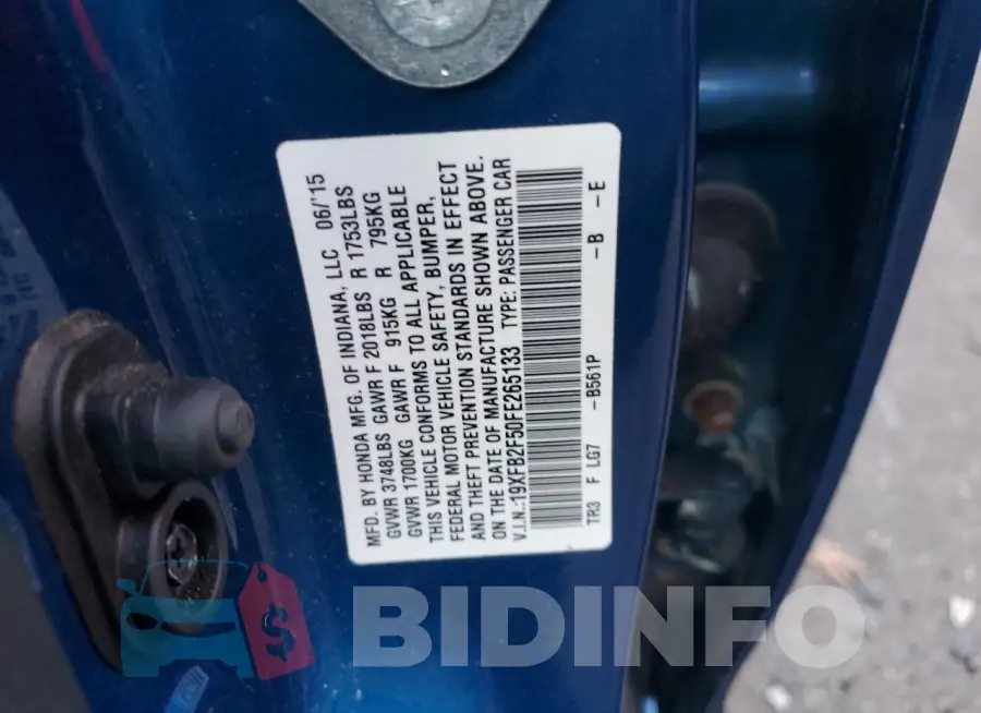19XFB2F50FE265133 Photo# 12