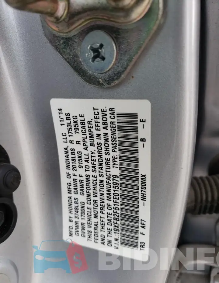 19XFB2F51FE015979 Photo# 12