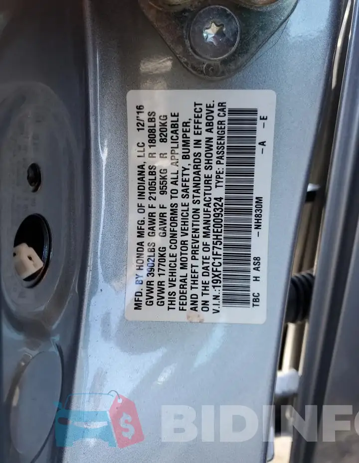 19XFC1F75HE009324 Photo# 12