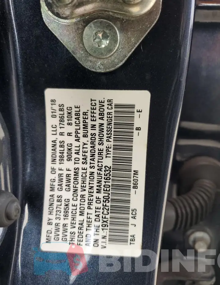 19XFC2F50JE016532 Photo# 12
